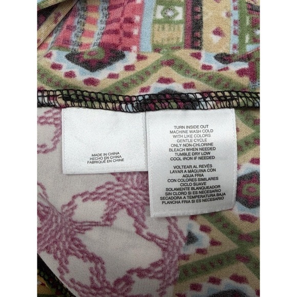 Jones Studio Top Womens 1X Red Boho Patchwork V-Neck Tunic Sleeveless Stretch - Picture 7 of 10